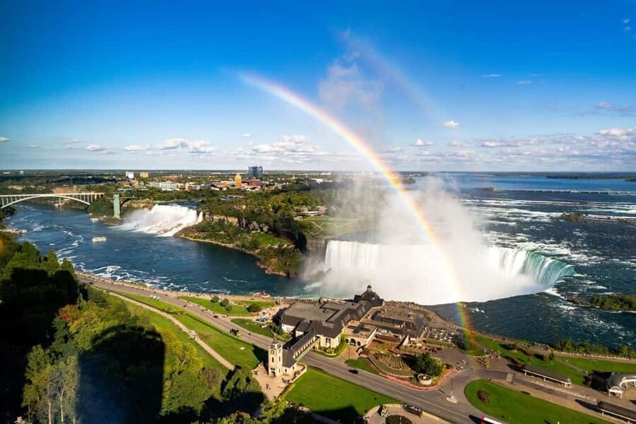 Niagara Falls: Tower Hotel Observation Deck Ticket - The observation deck views: Horseshoe Falls and U.S. Falls in one go
