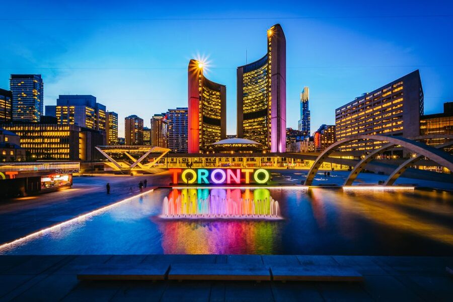Toronto skyline at dusk